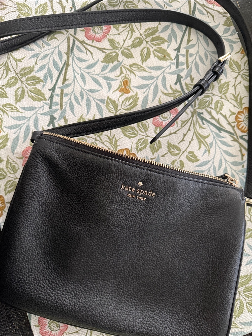 kate spade Black Pebbled Leather Crossbody with Gold Hardware